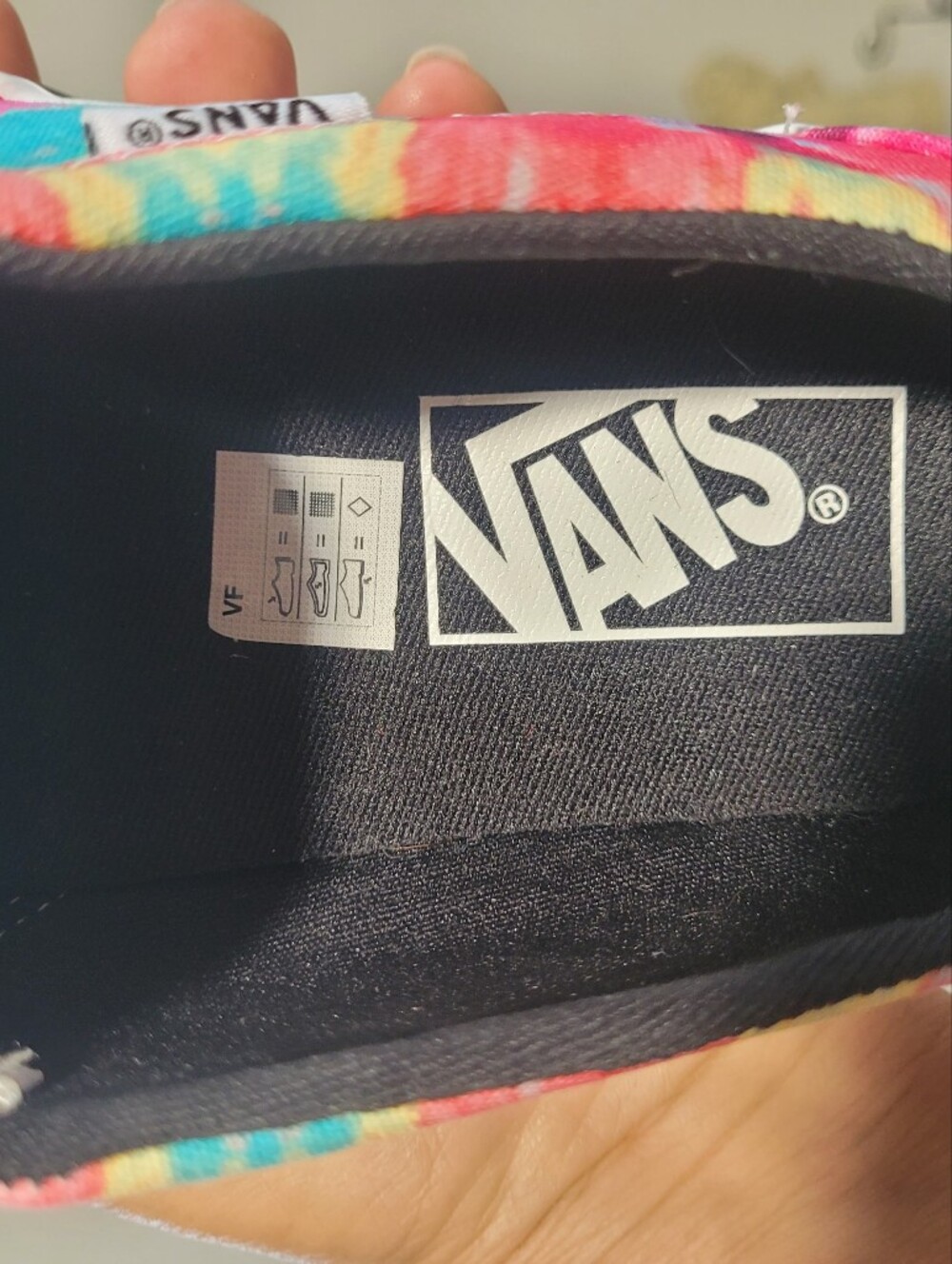 NWOT Vans Asher Slip-On Sneaker Women’s Size 9 Canvas Rainbow Tie Dye Multicolor - Picture 7 of 8